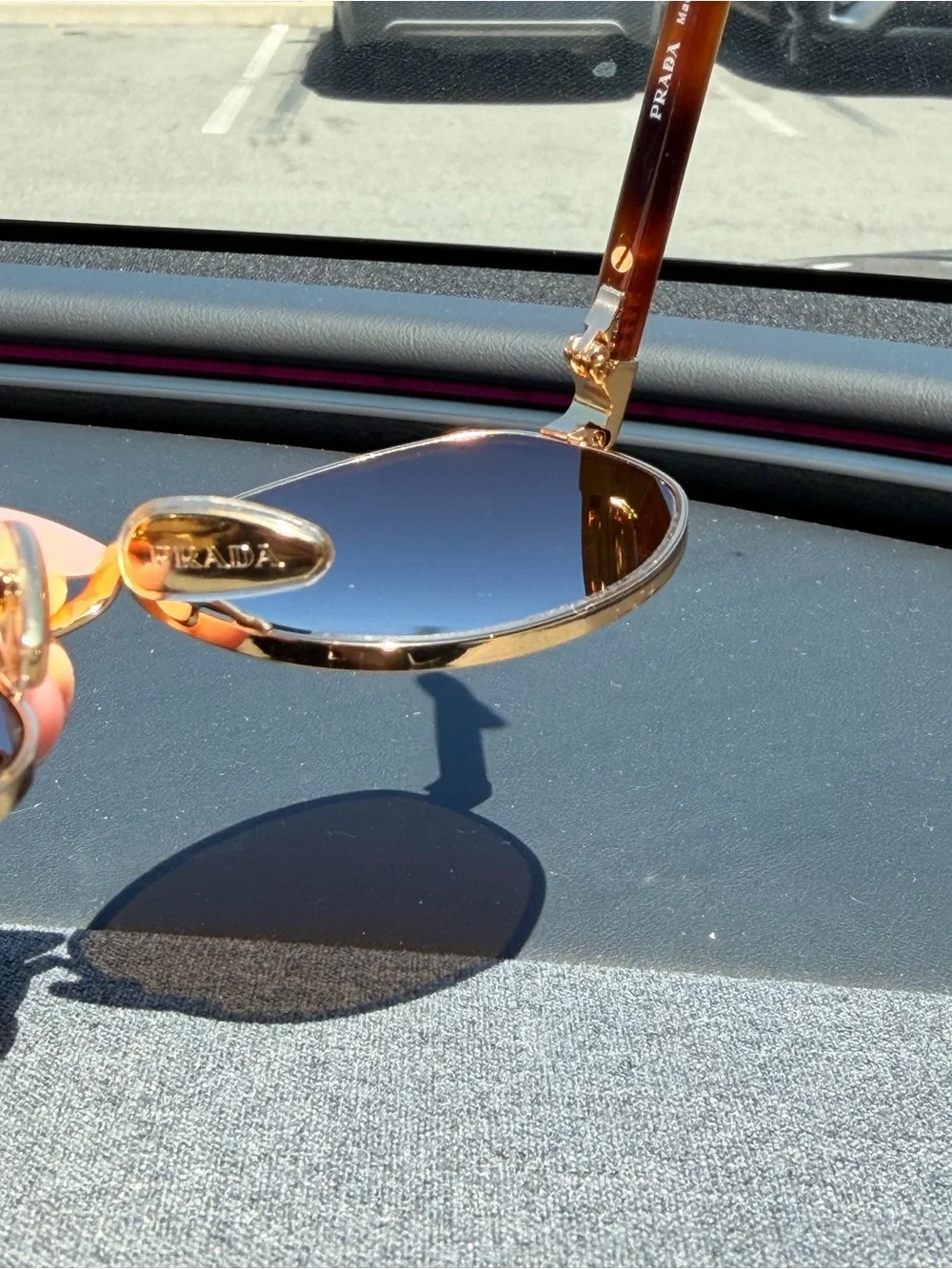 Prada Brown Lens Tortoise Oval Sunglasses with Navy Case - Picture 6 of 6